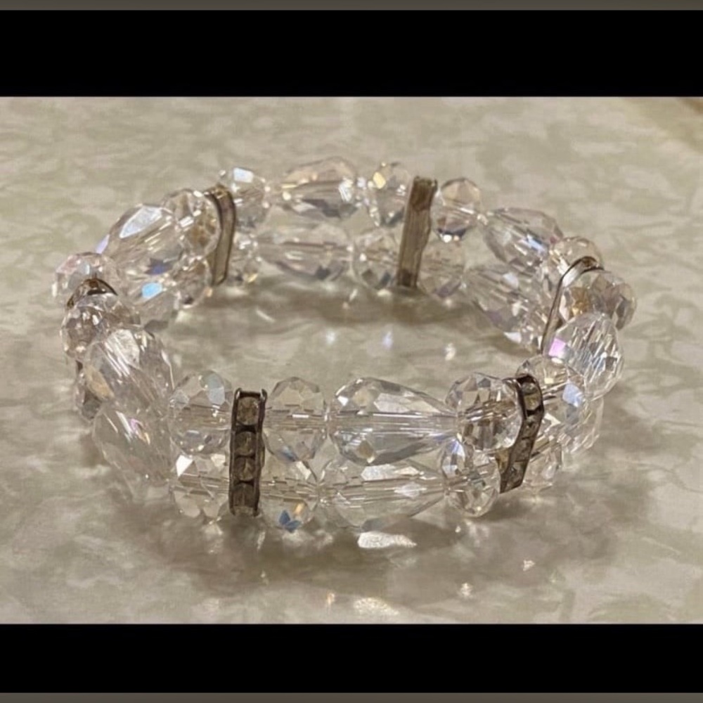 Vintage Crystal Aurora Borealis Rhinestone Bead Bracelet #7304☝️BEST PRICE - Picture 6 of 9